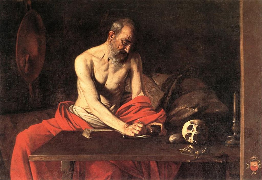 Wielki tłumacz piszący Caravaggio