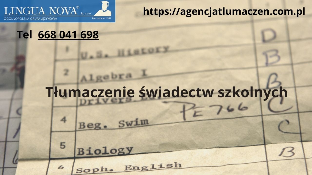 tłumaczenie świadectw szkolnych